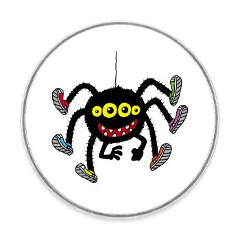 Spider in multicolored shoes - Round  fridge magnet - white - Front