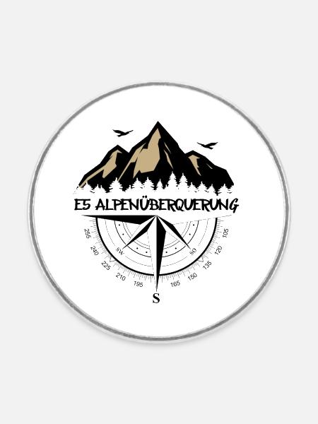 E5 Alpenüberquerung - Runder Kühlschrankmagnet - Weiß
