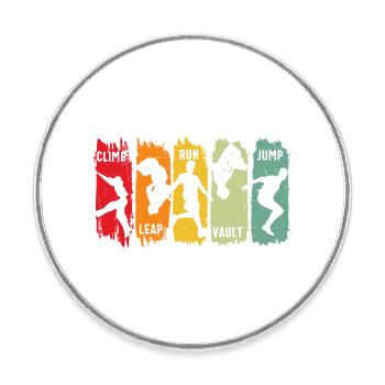 Parkour Freilauf Klettern Sprung Lauf Sprung Sprung Sprung - Runder Kühlschrankmagnet - Weiß - Vorne