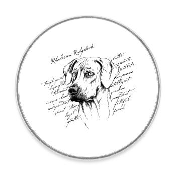 Rhodesian Ridgeback - Magnet rond - blanc - Devant