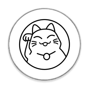 Maneki Neko Neon – Glückskatze aus Japan, Kawaii - Runder Kühlschrankmagnet - Weiß - Vorne