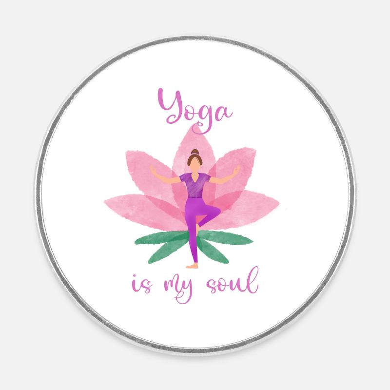 Yoga - Magnet rond - blanc