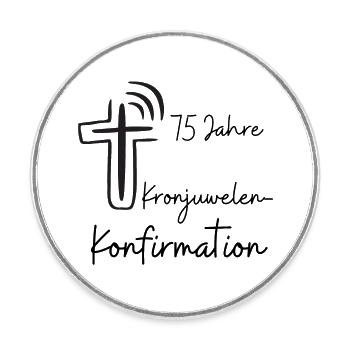 Kronjuwelen-Konfirmation 75 Jahre Jubiläum - Runder Kühlschrankmagnet - Weiß - Vorne