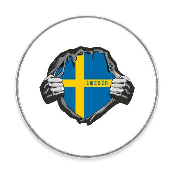 Drapeaux de la Suède - Magnet rond - blanc - Devant