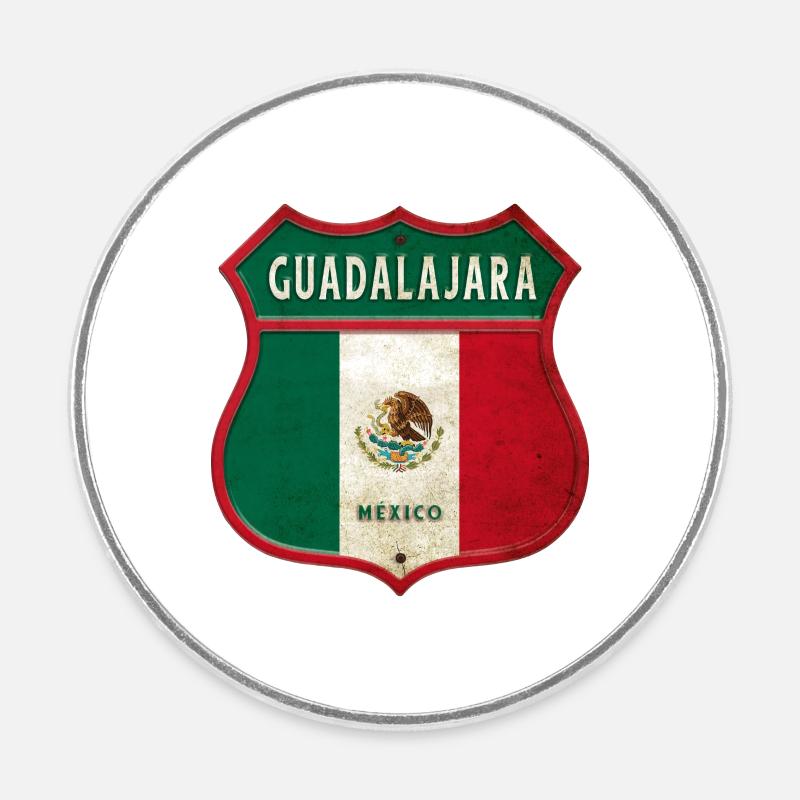 Guadalajara Mexico crest design - Round fridge magnet - white