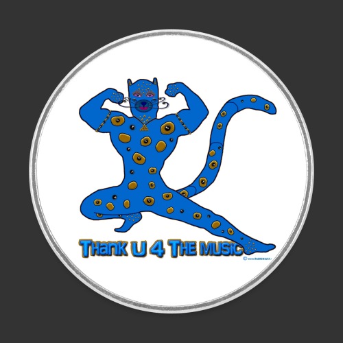 Thx U 4 the music * Music muscle cat in blue - Round  fridge magnet