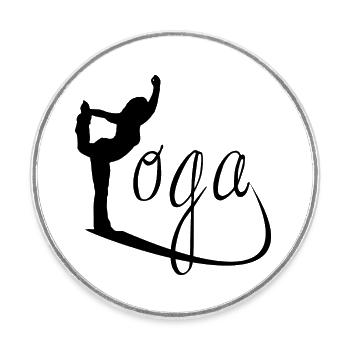 yoga - Round  fridge magnet - white - Front