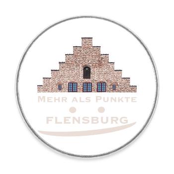Flensburg Nordertor - Mehr als Punkte - Runder Kühlschrankmagnet - Weiß - Vorne