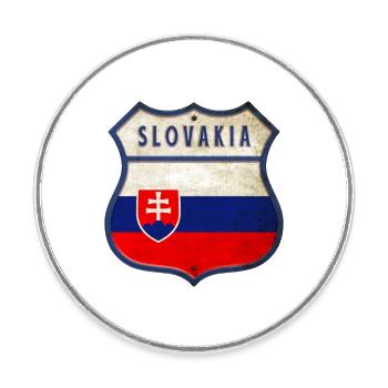 Slowakei Flaggen Wappen Design - Runder Kühlschrankmagnet - Weiß - Vorne
