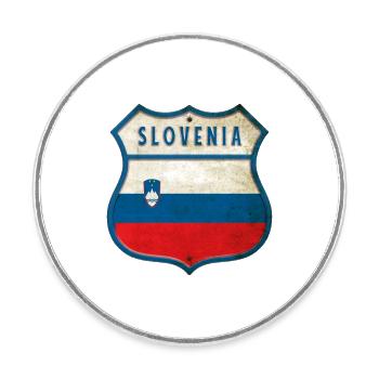 Slowenien Flaggen Wappen Design - Runder Kühlschrankmagnet - Weiß - Vorne