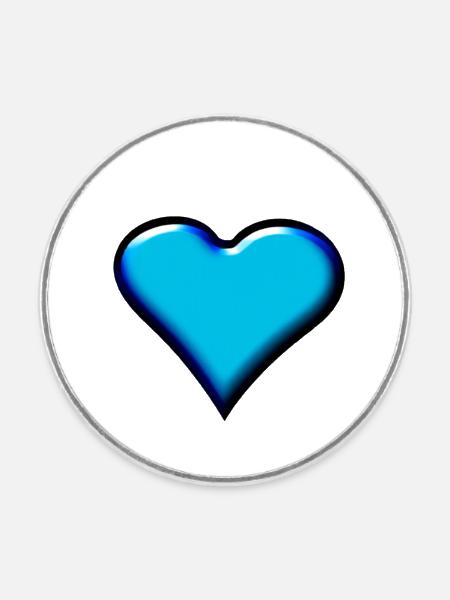 Herz blau hellblau Geschenkidee - Runder Kühlschrankmagnet - Weiß