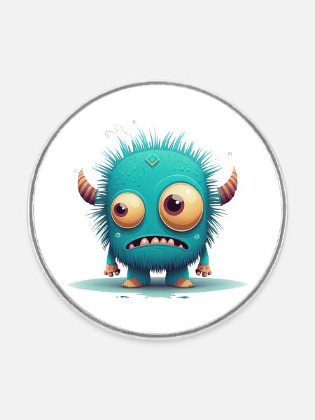 Ein seltsames Monster zum Knuddeln - Runder Kühlschrankmagnet - Weiß