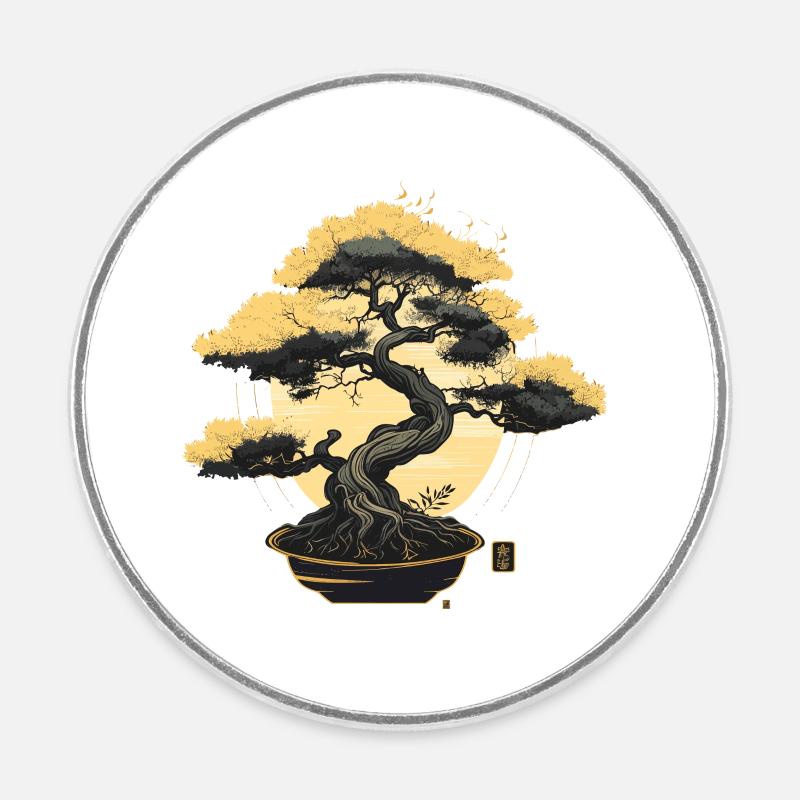 Delicate Bonsai Tree - Round  fridge magnet - white