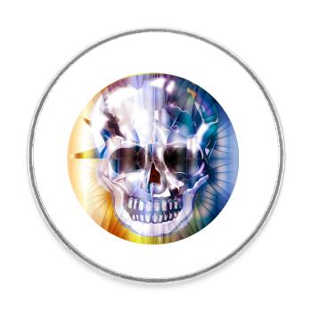 extravaganter Totenkopf in bunt schimmernder Farbe - Runder Kühlschrankmagnet - Weiß - Vorne