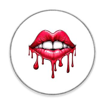 Lippen - Runder Kühlschrankmagnet - Weiß - Vorne