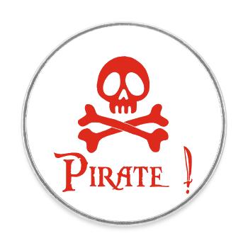Pirate ! (rouge) - Magnet rond - blanc - Devant