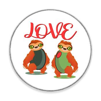 LOVE SLOTH OLIVES COSTUMES POUR COUPLES - Magnet rond - blanc - Devant