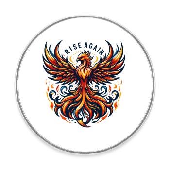 Rise Again - Phönix Illustration - Runder Kühlschrankmagnet - Weiß - Vorne