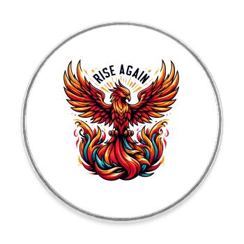Rise Again - Phönix Illustration - Runder Kühlschrankmagnet - Weiß - Vorne