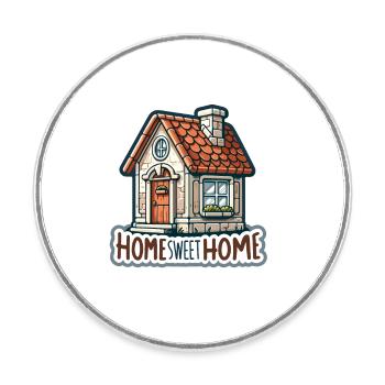 Home Sweet Home - House Illustration - Round  fridge magnet - white - Front