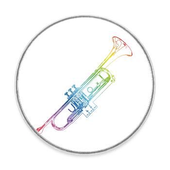 Trumpet - Round  fridge magnet - white - Front