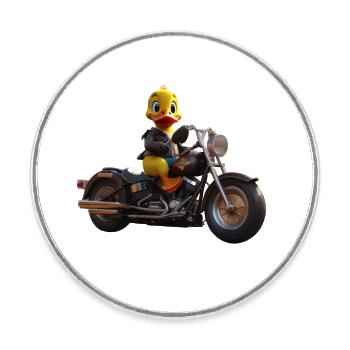 Duck Biker - Runder Kühlschrankmagnet - Weiß - Vorne