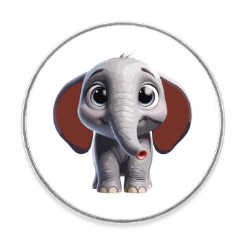 Cute Elephant Art Design - Round  fridge magnet - white - Front