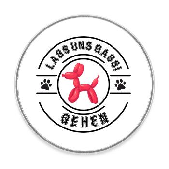 Komm wir gehen Gassi - Runder Kühlschrankmagnet - Weiß - Vorne