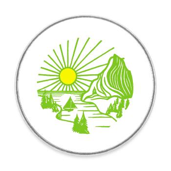 Holiday Landscape (Green) - Round  fridge magnet - white - Front