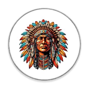 Amérindien Peau rouge d’Amérique - Magnet rond - blanc - Devant