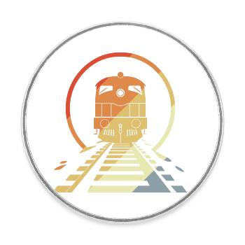 Retro Railroad - Round  fridge magnet - white - Front