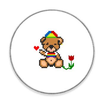 Pixel Bear Pride - Magnet rond - blanc - Devant