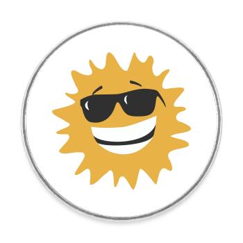 Sunburst Smiling with Sunglasses - Round  fridge magnet - white - Front