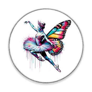Ballerina mit Schmetterlingsflügeln Schmetterlinge Tutu - Runder Kühlschrankmagnet - Weiß - Vorne