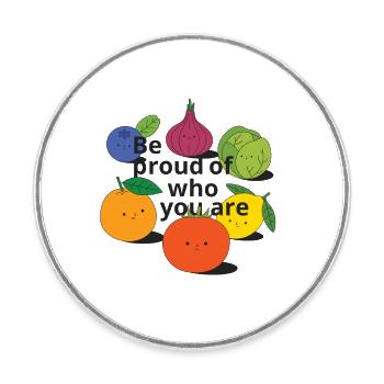 Proud Produces for Pride - Round  fridge magnet - white - Front