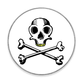 Skull and Bones 3c - Runder Kühlschrankmagnet - Weiß - Vorne