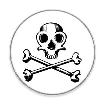 Skull and Bones 1c - Runder Kühlschrankmagnet - Weiß - Vorne