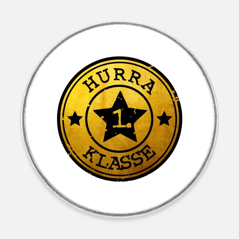 Hurrah 1st Class - Star Emblem gold black - Round  fridge magnet - white