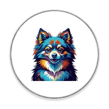Pomeranian German Spitz Dog Breed Cartoon Kawaii - Round  fridge magnet - white - Front