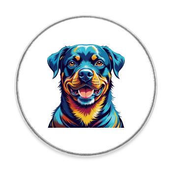 Rottweiler Chien Race Coloré Dessin Animé Kawaii - Magnet rond - blanc - Devant