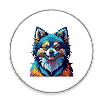 Toy German Spitz Dog Breed Colorful Cartoon Kawaii - Round  fridge magnet - white - Front