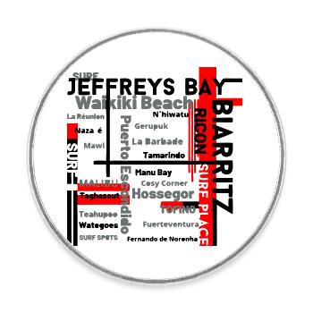 Map of Waikiki and Fuerteventura Beaches - Round  fridge magnet - white - Front