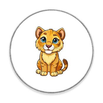 Cougar mignon personnage de dessin animé Kawaii Clipart - Magnet rond - blanc - Devant
