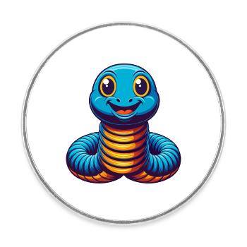 Regenwurm Bunte Kawaii Cartoon Figur Haustier - Runder Kühlschrankmagnet - Weiß - Vorne