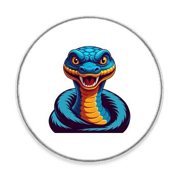 Anaconda Bunte Kawaii Cartoon Figur Clipart - Runder Kühlschrankmagnet - Weiß - Vorne