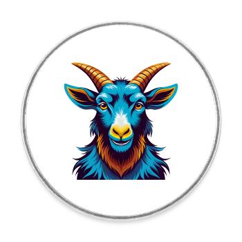 Goat Colorful Kawaii Cartoon Character Clipart - Round  fridge magnet - white - Front