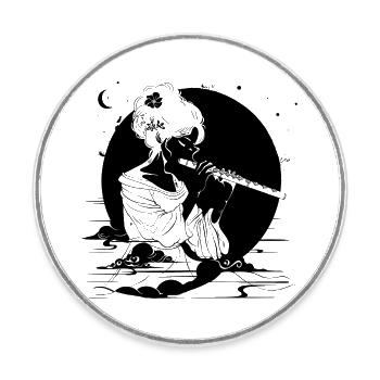 Flute Girl - Round  fridge magnet - white - Front