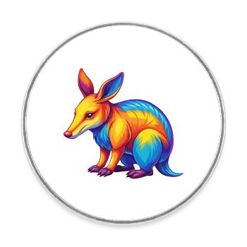 Aardvark Colorful Kawaii Cartoon Character Clipart - Round  fridge magnet - white - Front