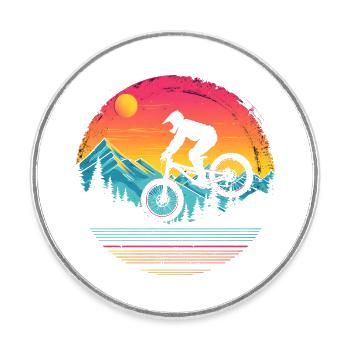 VTT vaporwave - Magnet rond - blanc - Devant