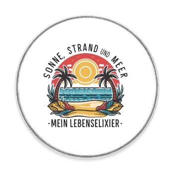 Sun, beach and sea - my elixir of life - Round  fridge magnet - white - Front